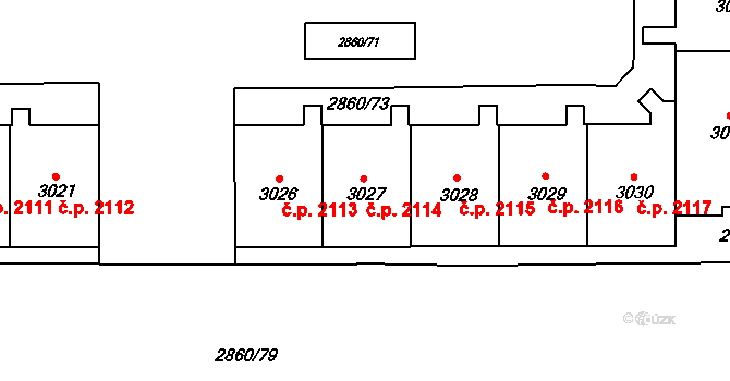 Stodůlky 2114, Praha na parcele st. 3027 v KÚ Stodůlky, Katastrální mapa