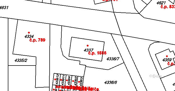 Česká Lípa 1886 na parcele st. 4337 v KÚ Česká Lípa, Katastrální mapa