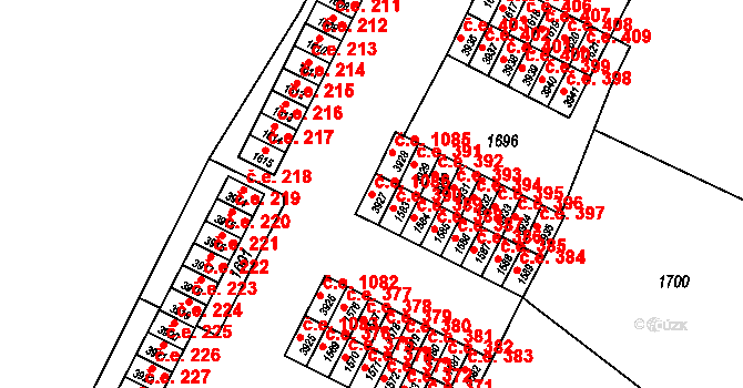 Kuřim 1086 na parcele st. 3927 v KÚ Kuřim, Katastrální mapa