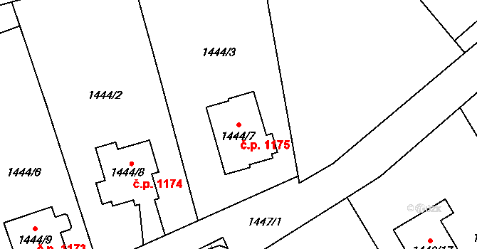 Ráj 1175, Karviná na parcele st. 1444/7 v KÚ Ráj, Katastrální mapa
