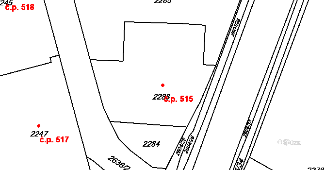 Prostřední Suchá 515, Havířov na parcele st. 2283 v KÚ Prostřední Suchá, Katastrální mapa
