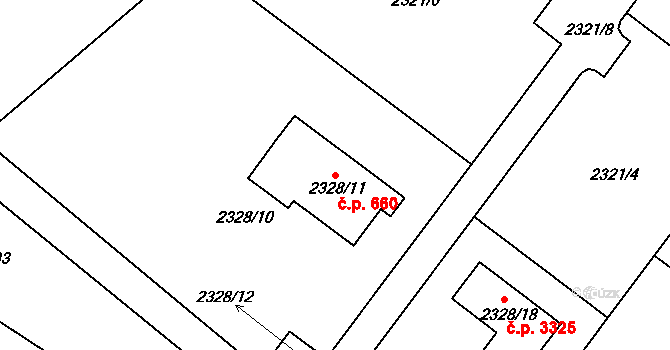 Kladno 660 na parcele st. 2328/11 v KÚ Kladno, Katastrální mapa