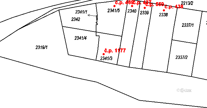 Rohatec 1177 na parcele st. 2341/3 v KÚ Rohatec, Katastrální mapa