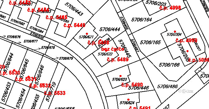 Jihlava 5489 na parcele st. 5706/622 v KÚ Jihlava, Katastrální mapa
