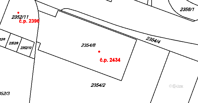 Břevnov 2434, Praha na parcele st. 2354/8 v KÚ Břevnov, Katastrální mapa