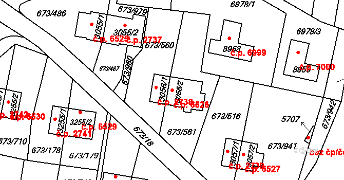 Zlín 6526 na parcele st. 3056/2 v KÚ Zlín, Katastrální mapa