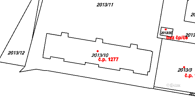 Bruntál 1277 na parcele st. 2013/10 v KÚ Bruntál-město, Katastrální mapa