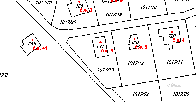 Kobylníky 6, Chotilsko na parcele st. 131 v KÚ Prostřední Lhota, Katastrální mapa