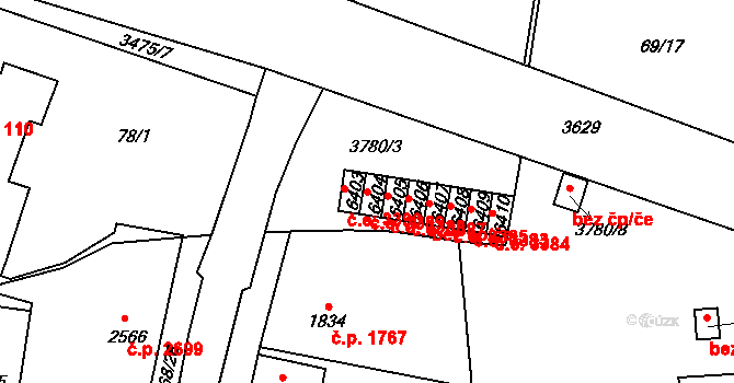 Zlín 3389 na parcele st. 6404 v KÚ Zlín, Katastrální mapa