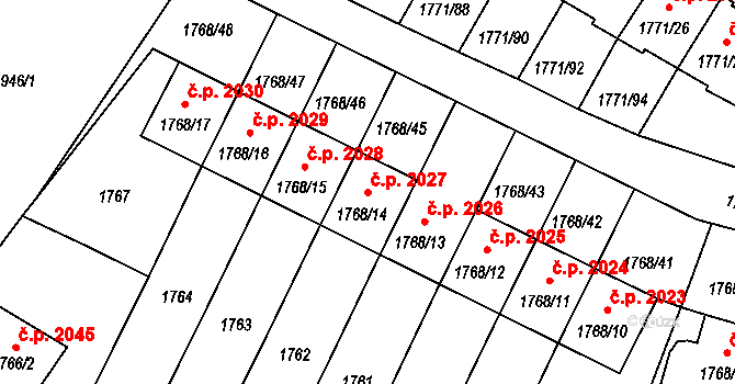 Poruba 2027, Ostrava na parcele st. 1768/14 v KÚ Poruba, Katastrální mapa