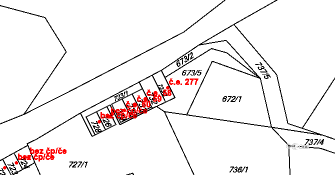 Děčín II-Nové Město 277, Děčín na parcele st. 733/2 v KÚ Děčín, Katastrální mapa