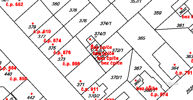 Plzeň 40261247 na parcele st. 372/2 v KÚ Doubravka, Katastrální mapa