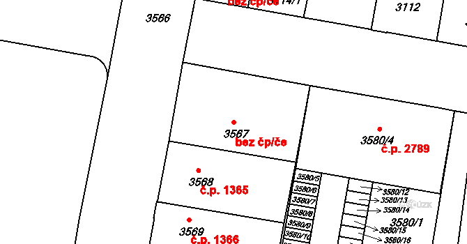 České Budějovice 40510247 na parcele st. 3567 v KÚ České Budějovice 3, Katastrální mapa