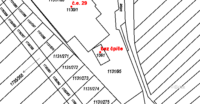 Polešovice 40620247 na parcele st. 1061 v KÚ Polešovice, Katastrální mapa