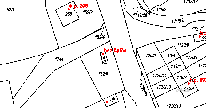Lodhéřov 41013247 na parcele st. 305 v KÚ Lodhéřov, Katastrální mapa