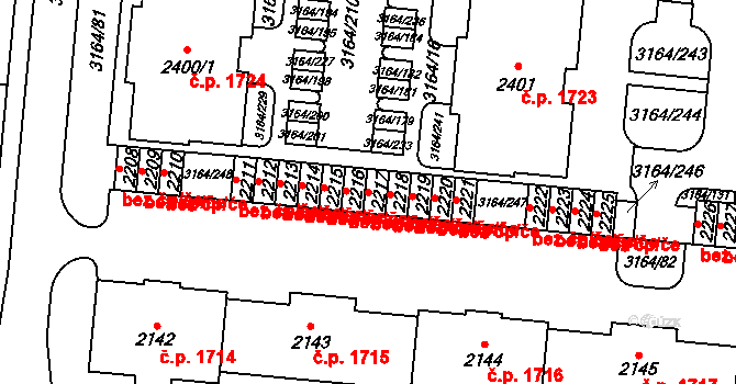 Uherské Hradiště 43102247 na parcele st. 2217 v KÚ Mařatice, Katastrální mapa