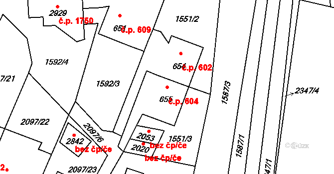 Kateřinky 604, Opava na parcele st. 655 v KÚ Kateřinky u Opavy, Katastrální mapa