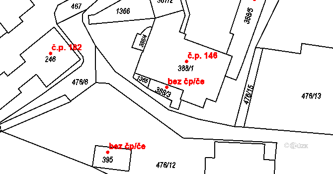 Železná Ruda 45179247 na parcele st. 388/3 v KÚ Špičák, Katastrální mapa