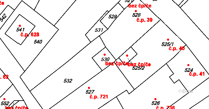 Hodkovice nad Mohelkou 47002247 na parcele st. 530 v KÚ Hodkovice nad Mohelkou, Katastrální mapa