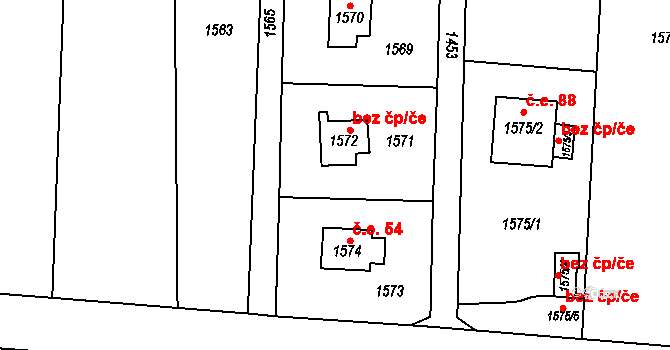 Bílovice-Lutotín 47656247 na parcele st. 1571 v KÚ Bílovice, Katastrální mapa