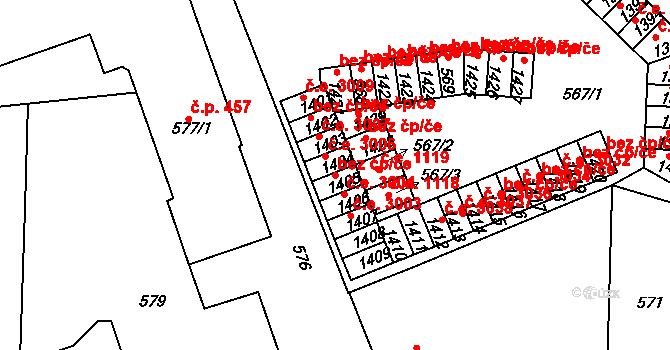 Teplice 47940247 na parcele st. 1405 v KÚ Teplice-Řetenice, Katastrální mapa