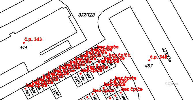 Ostrava 48159247 na parcele st. 1594 v KÚ Heřmanice, Katastrální mapa