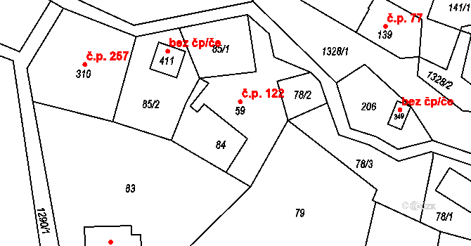 Hrabenov 122, Ruda nad Moravou na parcele st. 59 v KÚ Hrabenov, Katastrální mapa