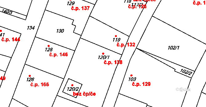 Chotíkov 138 na parcele st. 120/1 v KÚ Chotíkov, Katastrální mapa