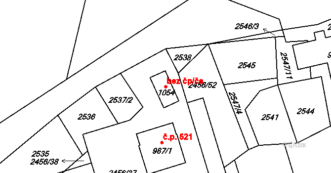 Lidečko 80513247 na parcele st. 1054 v KÚ Lidečko, Katastrální mapa