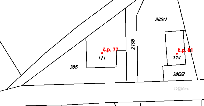 Veselí 77, Odry na parcele st. 111 v KÚ Veselí u Oder, Katastrální mapa