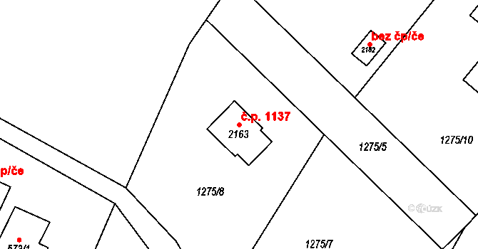 Úpice 1137 na parcele st. 2163 v KÚ Úpice, Katastrální mapa