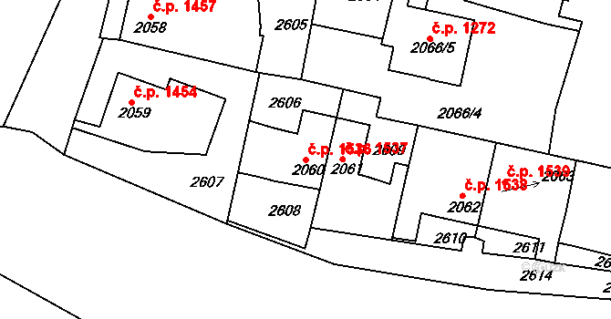 Havlíčkův Brod 1536 na parcele st. 2060 v KÚ Havlíčkův Brod, Katastrální mapa
