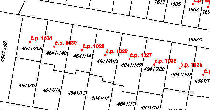 Velké Pavlovice 1028 na parcele st. 4641/610 v KÚ Velké Pavlovice, Katastrální mapa