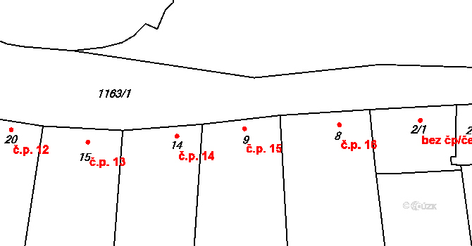 Pivín 15 na parcele st. 9 v KÚ Pivín, Katastrální mapa