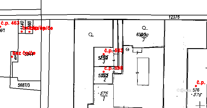 Hrušovany nad Jevišovkou 583 na parcele st. 575/3 v KÚ Hrušovany nad Jevišovkou, Katastrální mapa