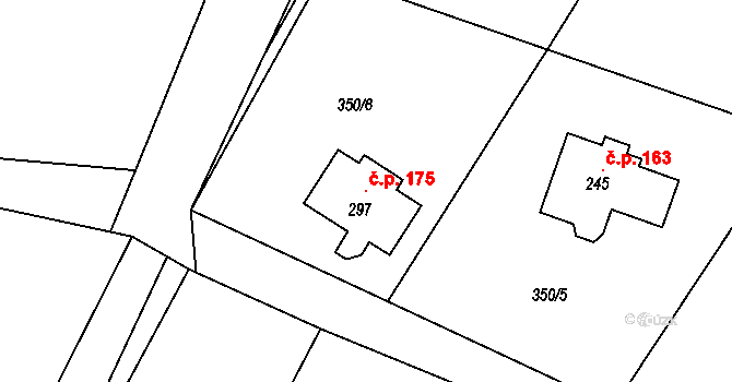 Hněvkovice 175, Humpolec na parcele st. 297 v KÚ Hněvkovice u Humpolce, Katastrální mapa