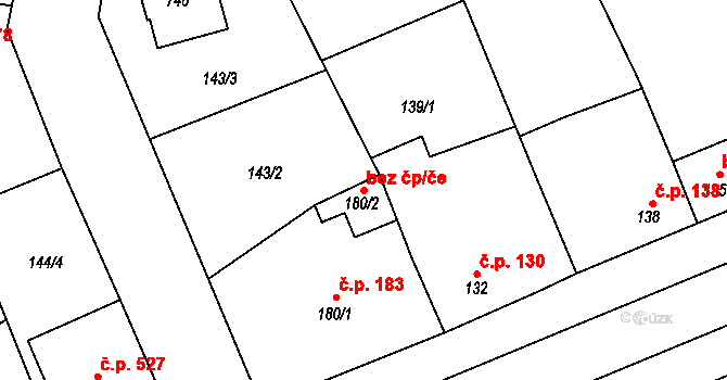 Rudná 111584248 na parcele st. 180/2 v KÚ Dušníky u Rudné, Katastrální mapa
