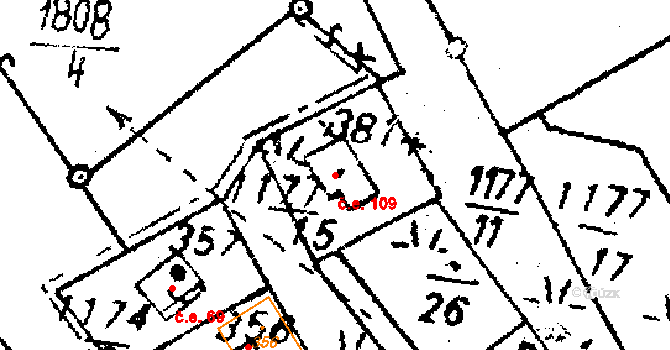 Hojsova Stráž 109, Železná Ruda na parcele st. 381 v KÚ Hojsova Stráž, Katastrální mapa
