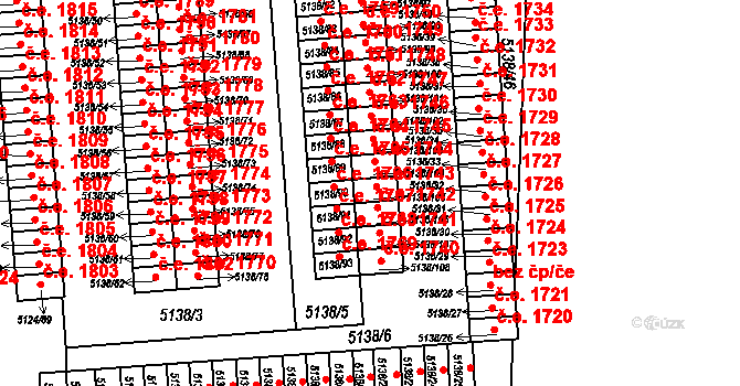 Jihlava 1743 na parcele st. 5138/105 v KÚ Jihlava, Katastrální mapa