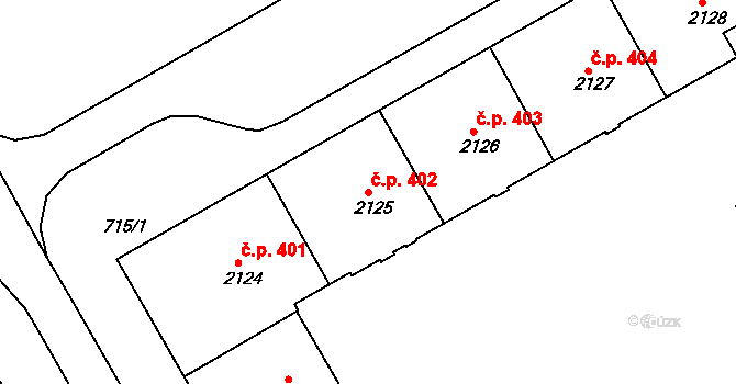 Lyžbice 402, Třinec na parcele st. 2125 v KÚ Lyžbice, Katastrální mapa
