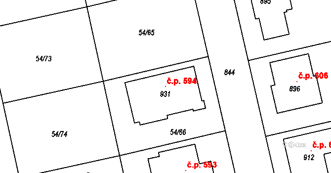 Litol 594, Lysá nad Labem na parcele st. 931 v KÚ Litol, Katastrální mapa