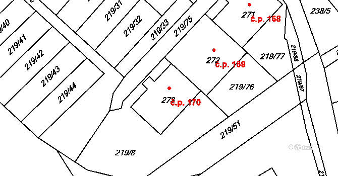 Jarošov nad Nežárkou 170 na parcele st. 273 v KÚ Jarošov nad Nežárkou, Katastrální mapa