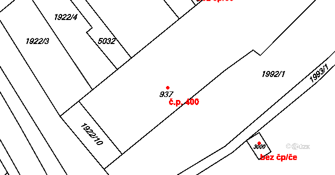 Ostravice 400 na parcele st. 937 v KÚ Ostravice 1, Katastrální mapa