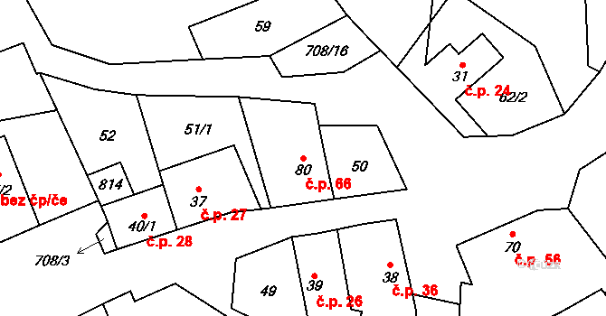 Vrbka 66, Budyně nad Ohří na parcele st. 80 v KÚ Vrbka u Roudníčku, Katastrální mapa