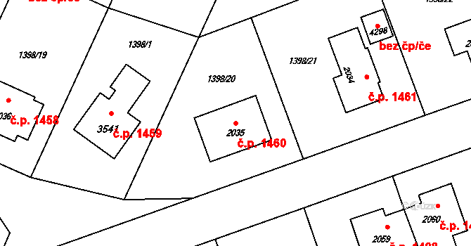 Rožnov pod Radhoštěm 1460 na parcele st. 2035 v KÚ Rožnov pod Radhoštěm, Katastrální mapa
