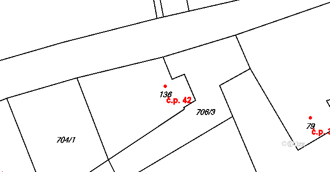 Pekla 42, Cerekvice nad Loučnou na parcele st. 136 v KÚ Pekla, Katastrální mapa