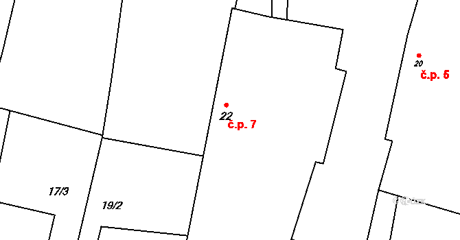 Nuzice 7, Týn nad Vltavou na parcele st. 22 v KÚ Nuzice, Katastrální mapa