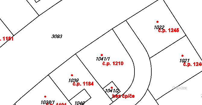 Nusle 1210, Praha na parcele st. 1041/1 v KÚ Nusle, Katastrální mapa