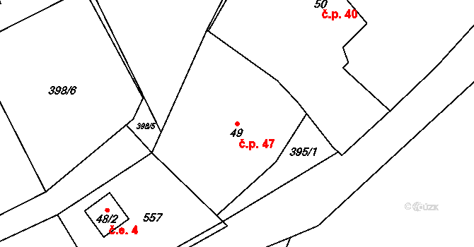 Buková u Příbramě 47 na parcele st. 49 v KÚ Buková u Příbramě, Katastrální mapa