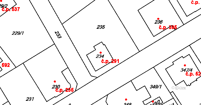 Liberec XI-Růžodol I 291, Liberec na parcele st. 234 v KÚ Růžodol I, Katastrální mapa